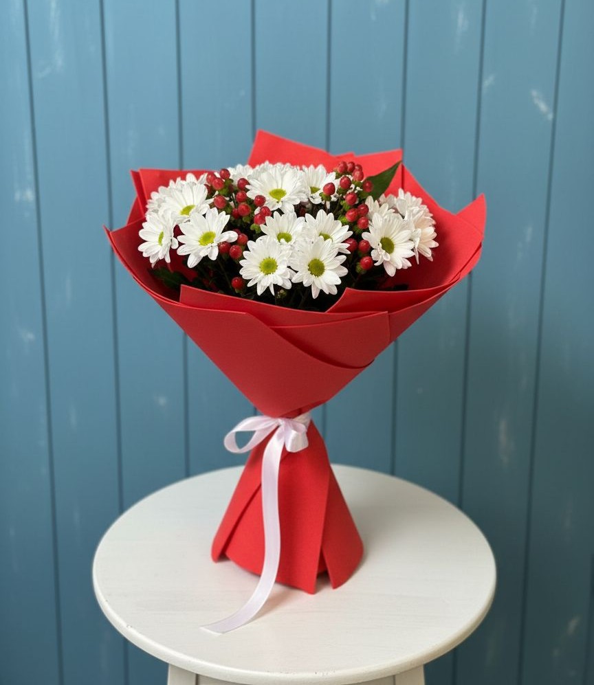 Букет ягоды на снегу в Сыктывкаре Букет цветов из: Хризантемы в Сыктывкаре