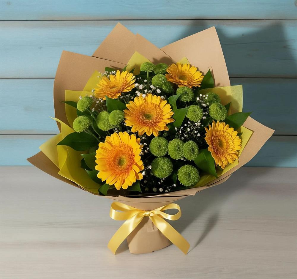 Букет цветов из: Герберы и Хризантемы в Сыктывкаре
