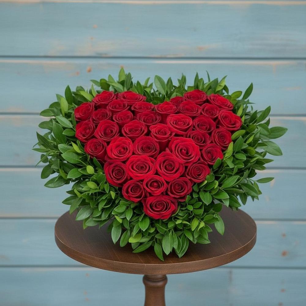 Композиция Сердце в любви в Сыктывкаре Цветочная композиция из Розы в виде сердца в Сыктывкаре