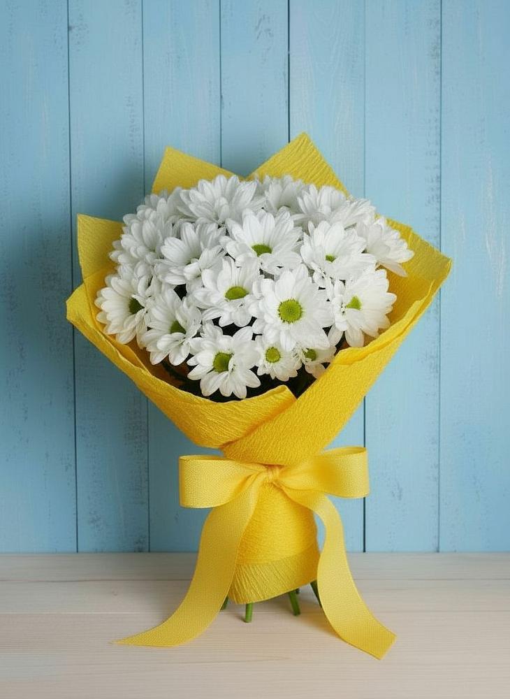 Букет Застенчивые лепестки в Сыктывкаре Букет цветов из: Хризантемы в Сыктывкаре