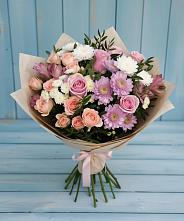 Букет цветов из:  Хризантемы, Розы и Альстромерии в Сыктывкаре