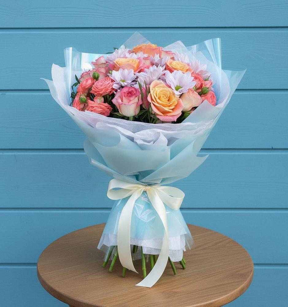 Букет цветов из: Хризантемы и Розы в Сыктывкаре