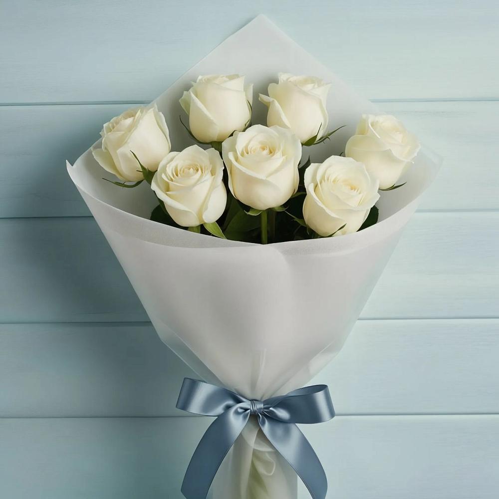 7 Белых роз Эдлесс Лав в Сыктывкаре Букет 7 Белых роз Эдлесс Лав в Сыктывкаре